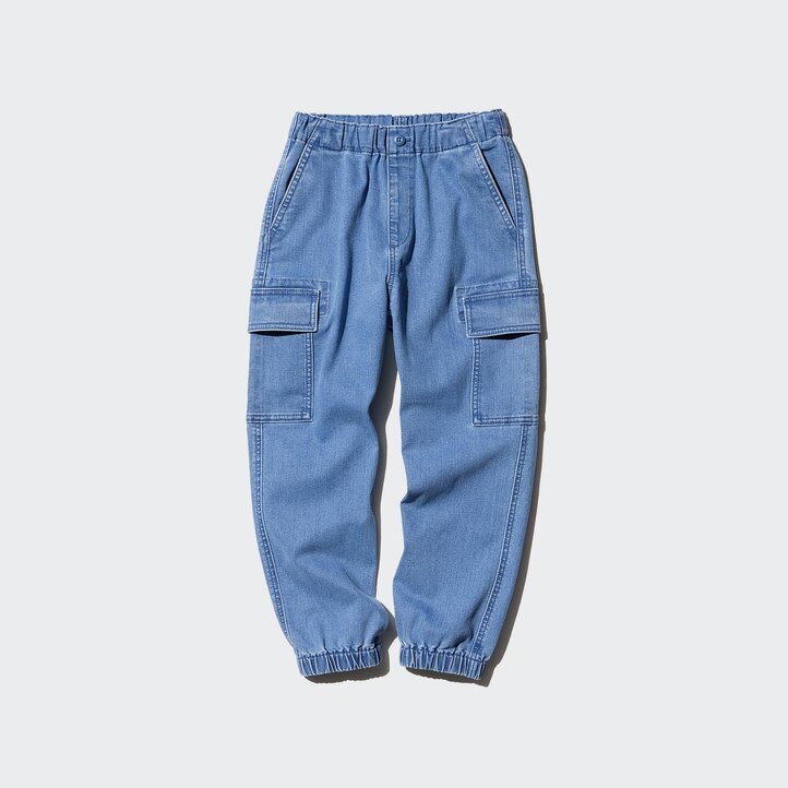 UNIQLO Denim Stretch Cargo Joggers Blå | 82PLICSKM