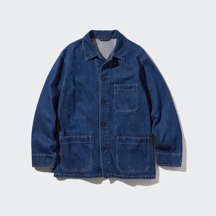 UNIQLO Denim Utility Jacket Blå | 12CJBYIZN