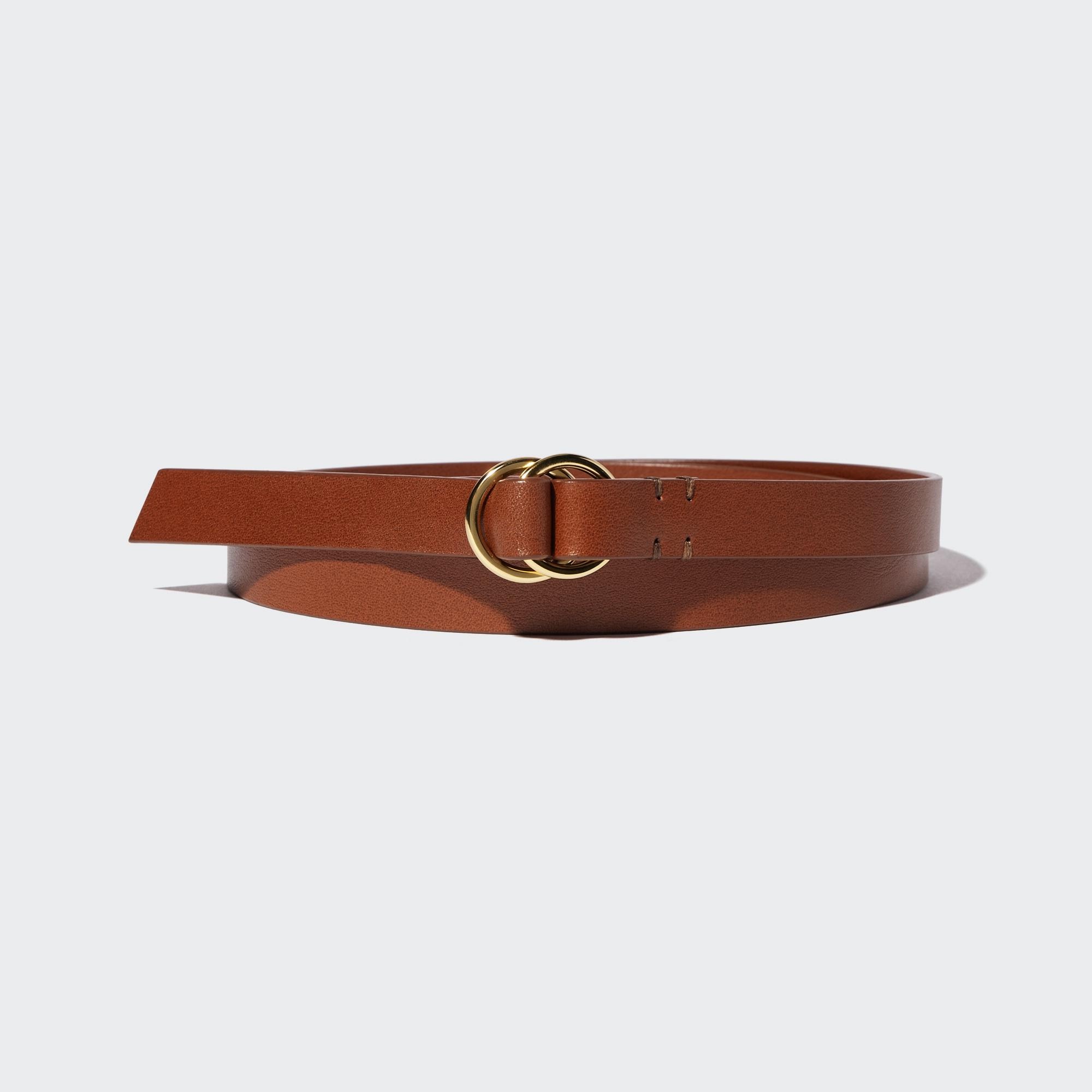 UNIQLO Double Ring Narrow Leather Belt Brune | 35ZGNQJXY