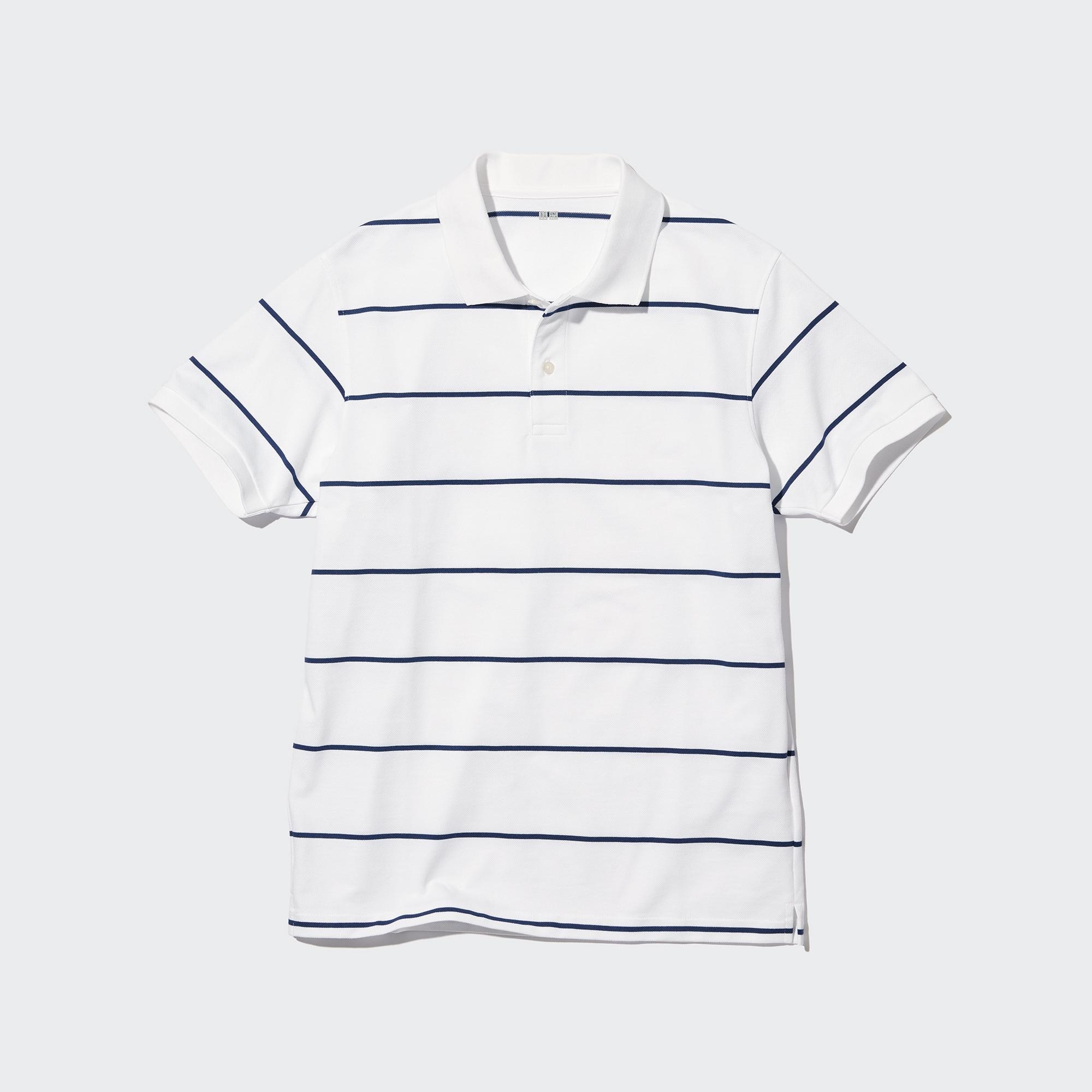 UNIQLO Dry Piqué Striped Polo Shirt Hvite | 31MTUKZOJ