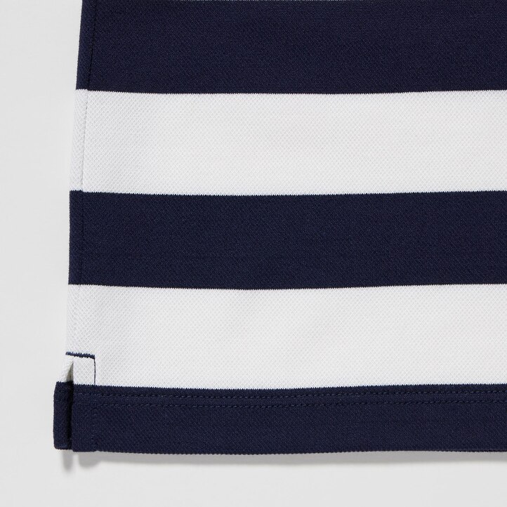 UNIQLO Dry Piqué Striped Short Sleeved Polo Shirt Marineblå | 97DKRFPVS