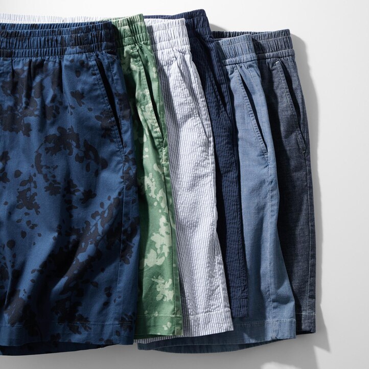 UNIQLO Dry Stretch Seersucker Easy Shorts Blå | 07RCVYSLH