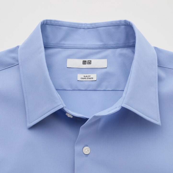 UNIQLO Easy Care Broadcloth Stretch Slim FiT-Shirt Regular Collar Hvite | 96QGEOBXP