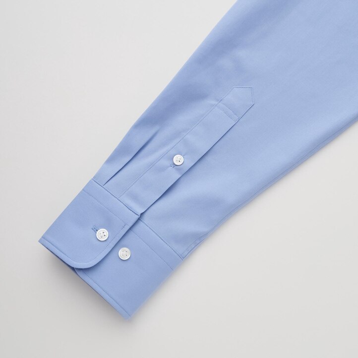 UNIQLO Easy Care Broadcloth Stretch Slim FiT-Shirt Regular Collar Blå | 73ARJZITL