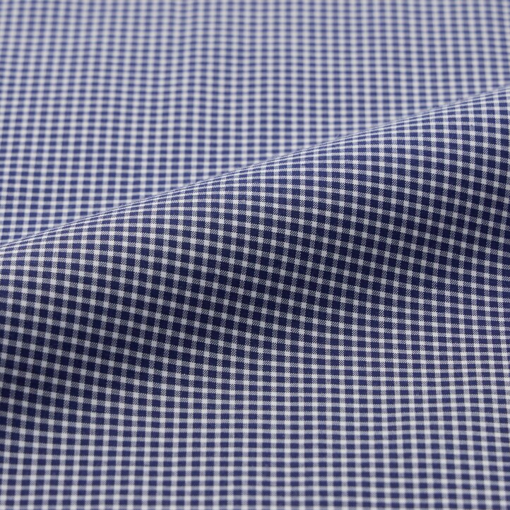 UNIQLO Easy Care Stretch Slim Fit Checked Shirt Semi Cutaway Collar Marineblå | 91HYMBXKZ