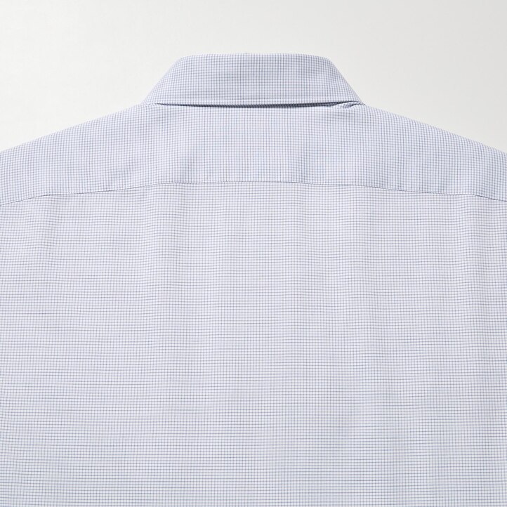 UNIQLO Easy Care Stretch Slim Fit Checked Shirt Semi Cutaway Collar Blå | 42FPGQABU