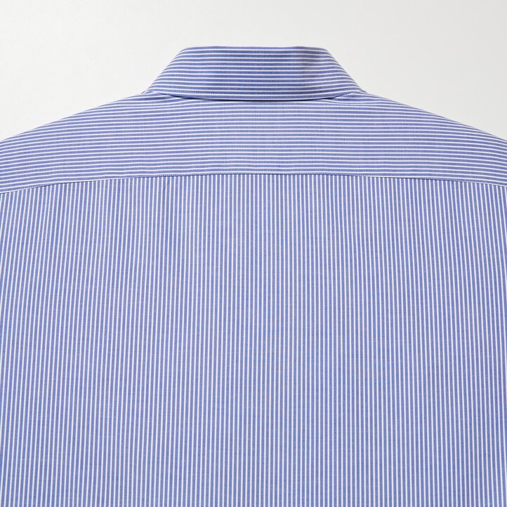 UNIQLO Easy Care Stretch Slim Fit Striped Shirt Semi Cutaway Collar Blå | 04FJOIHUC