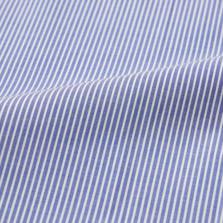 UNIQLO Easy Care Stretch Slim Fit Striped Shirt Semi Cutaway Collar Blå | 04FJOIHUC