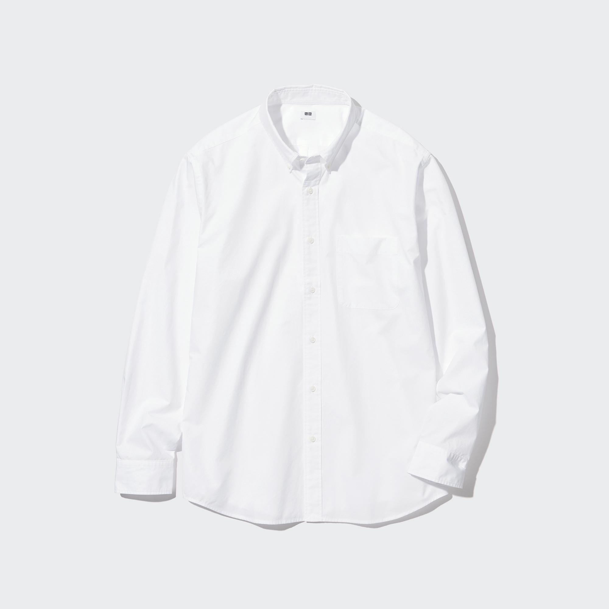 UNIQLO Extra Fine Cotton Broadcloth Long Sleeve Shirt Hvite | 60HQJNBGE