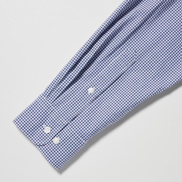 UNIQLO Extra Fine Cotton Broadcloth Long Sleeve Shirt Blå | 49XVGWKQU