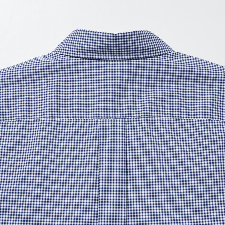 UNIQLO Extra Fine Cotton Broadcloth Regular Fit Checked Shirt Button Down Collar Blå | 49AUZFMIS