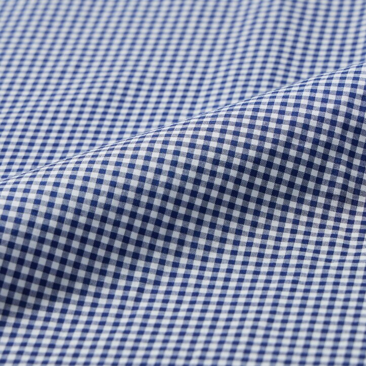 UNIQLO Extra Fine Cotton Broadcloth Regular Fit Checked Shirt Button Down Collar Blå | 49AUZFMIS