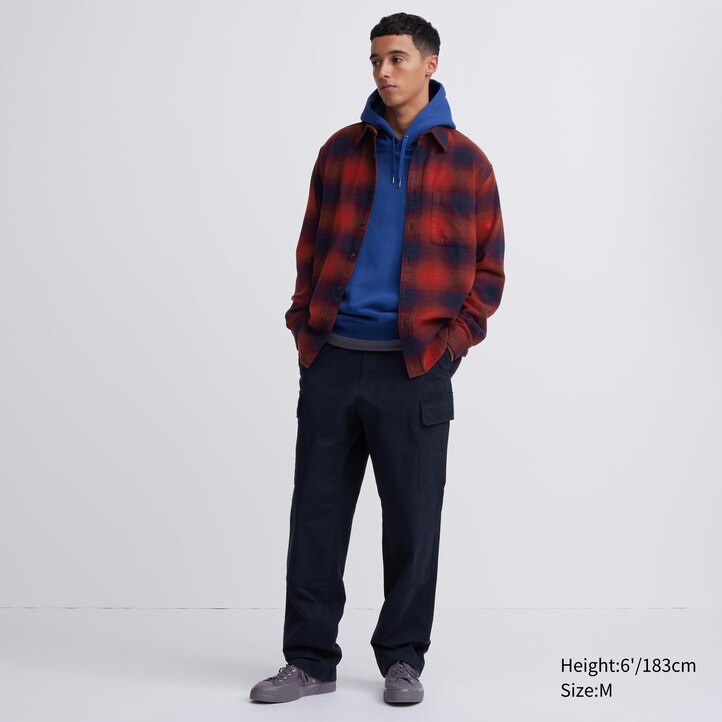 UNIQLO Flannel Checked Regular FiT-Shirt Regular Collar Svarte | 78TYPMNWA