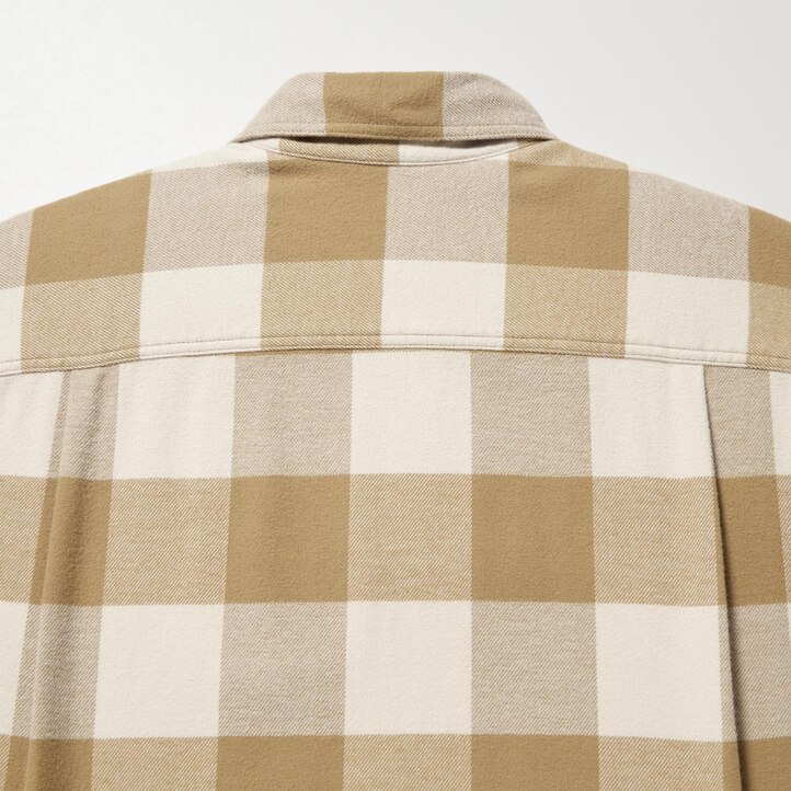 UNIQLO Flannel Checked Shirt Beige | 67HTGJUQK