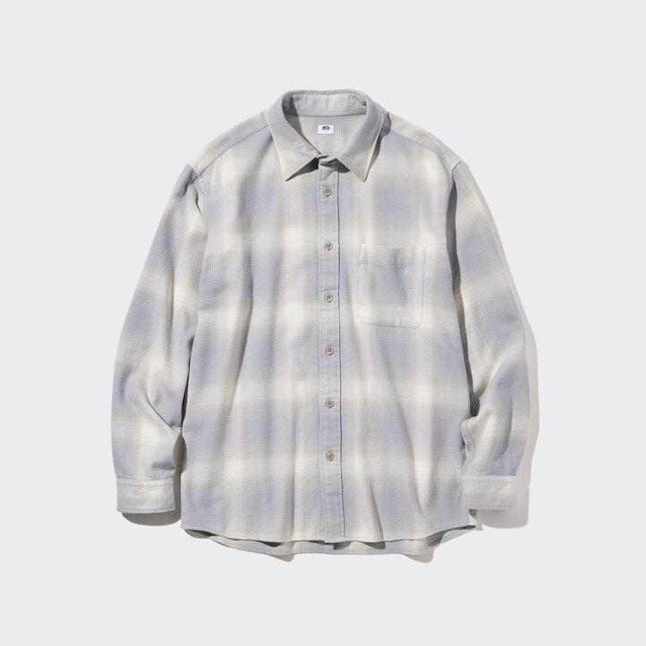 UNIQLO Flannel Checked Shirt Gray | 08WCEMZOA