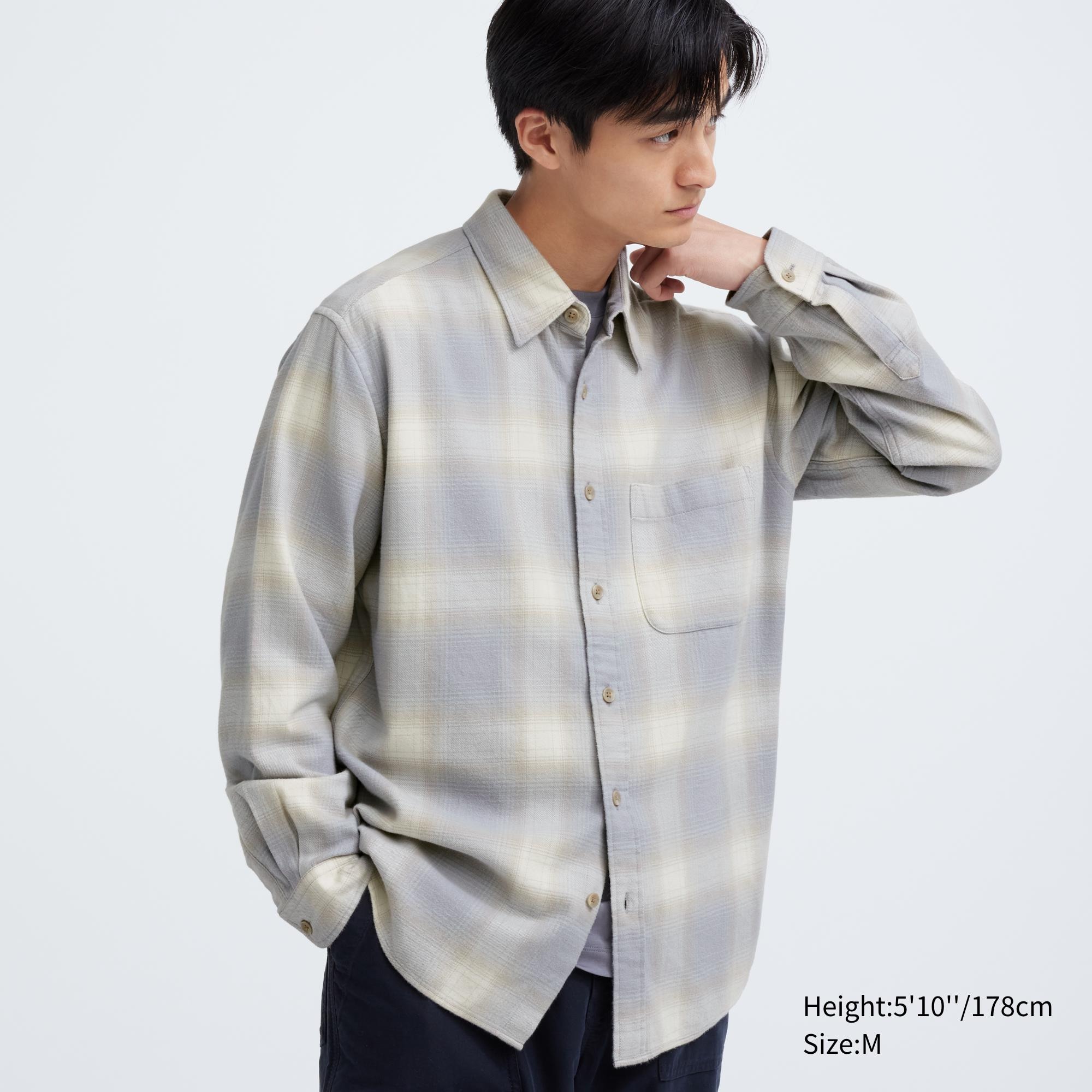 UNIQLO Flannel Checked Shirt Gray | 08WCEMZOA