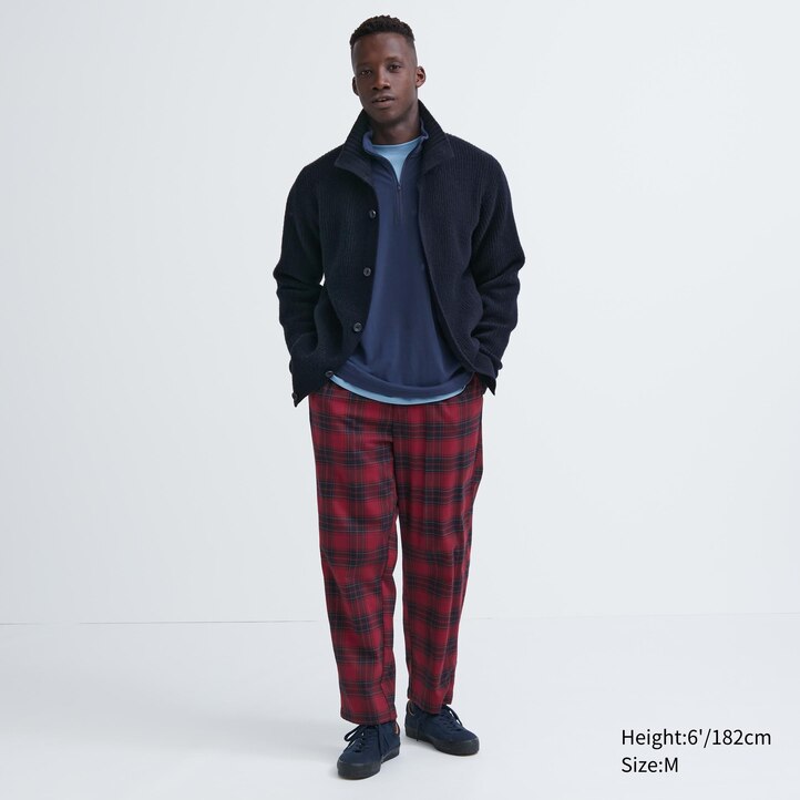 UNIQLO Flannel Easy Patterned Ankle Length Trousers Rød | 81KSRFHXM