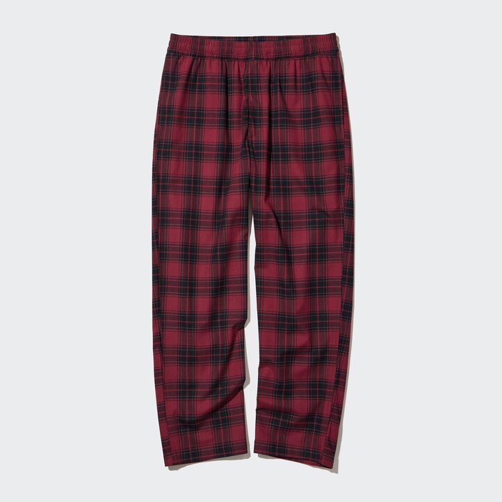 UNIQLO Flannel Easy Patterned Ankle Length Trousers Rød | 81KSRFHXM