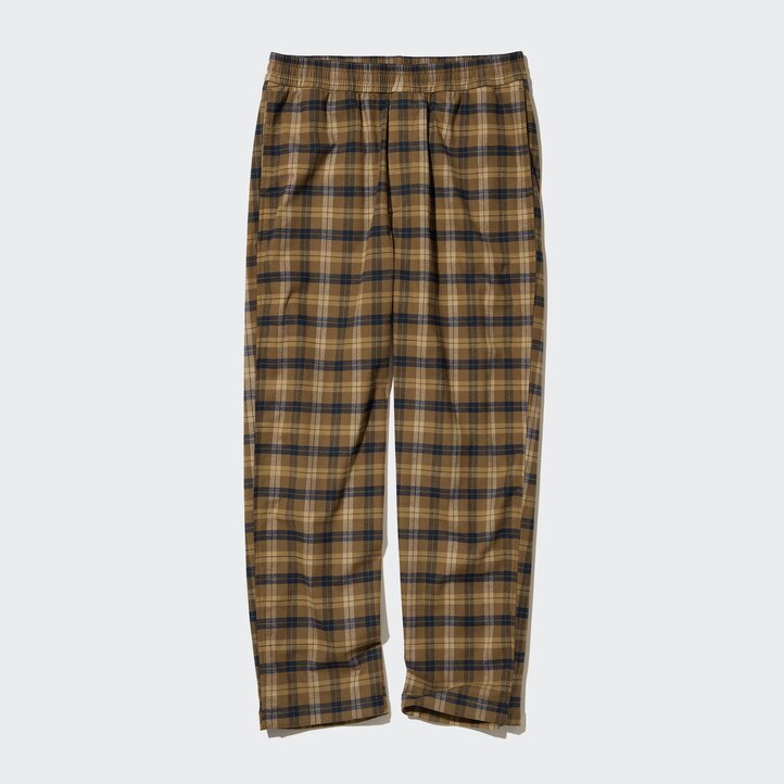 UNIQLO Flannel Easy Patterned Ankle Length Trousers Brune | 86TIQJSFW