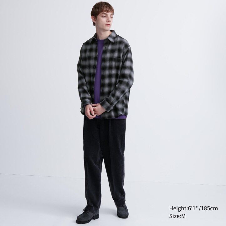 UNIQLO Flannel Regular Fit Checked Shirt Regular Collar Gray | 02MIDNGWZ