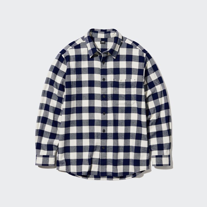 UNIQLO Flannel Regular Fit Checked Shirt Regular Collar Hvite | 83OEXSVWL