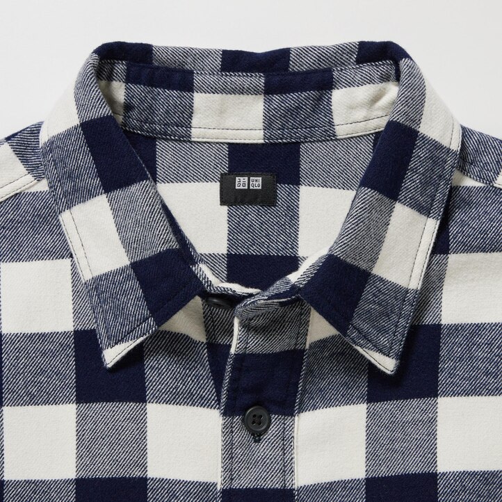 UNIQLO Flannel Regular Fit Checked Shirt Regular Collar Hvite | 83OEXSVWL