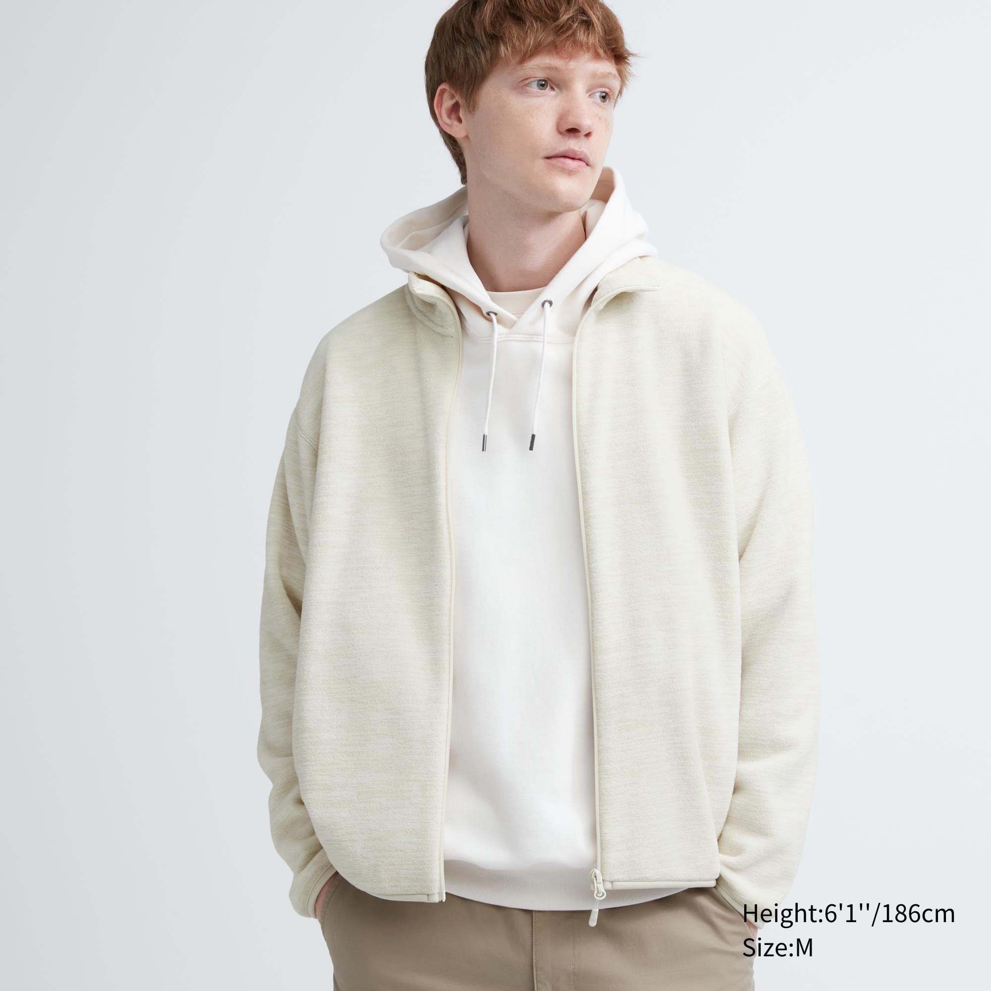 UNIQLO Fleece Heather Zipped Jacket Hvite | 02SDETWUG