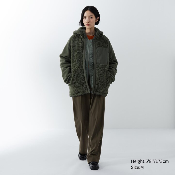 UNIQLO Fleece Zipped Hoodie Natural | 81EDQBMHO