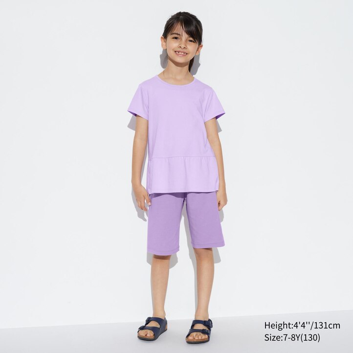 UNIQLO Girls Airism Cotton Blend Short Sleeved Set Lyse Grønn | 14ANCPKVB