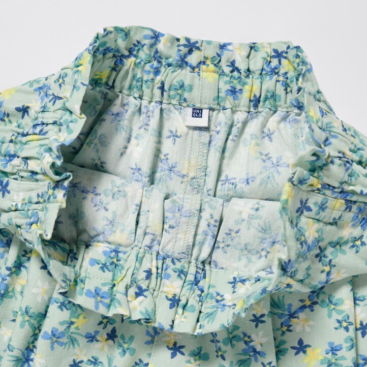 UNIQLO Girls Linen Blend Flower Print Easy Shorts Grønn | 26CTROVYL