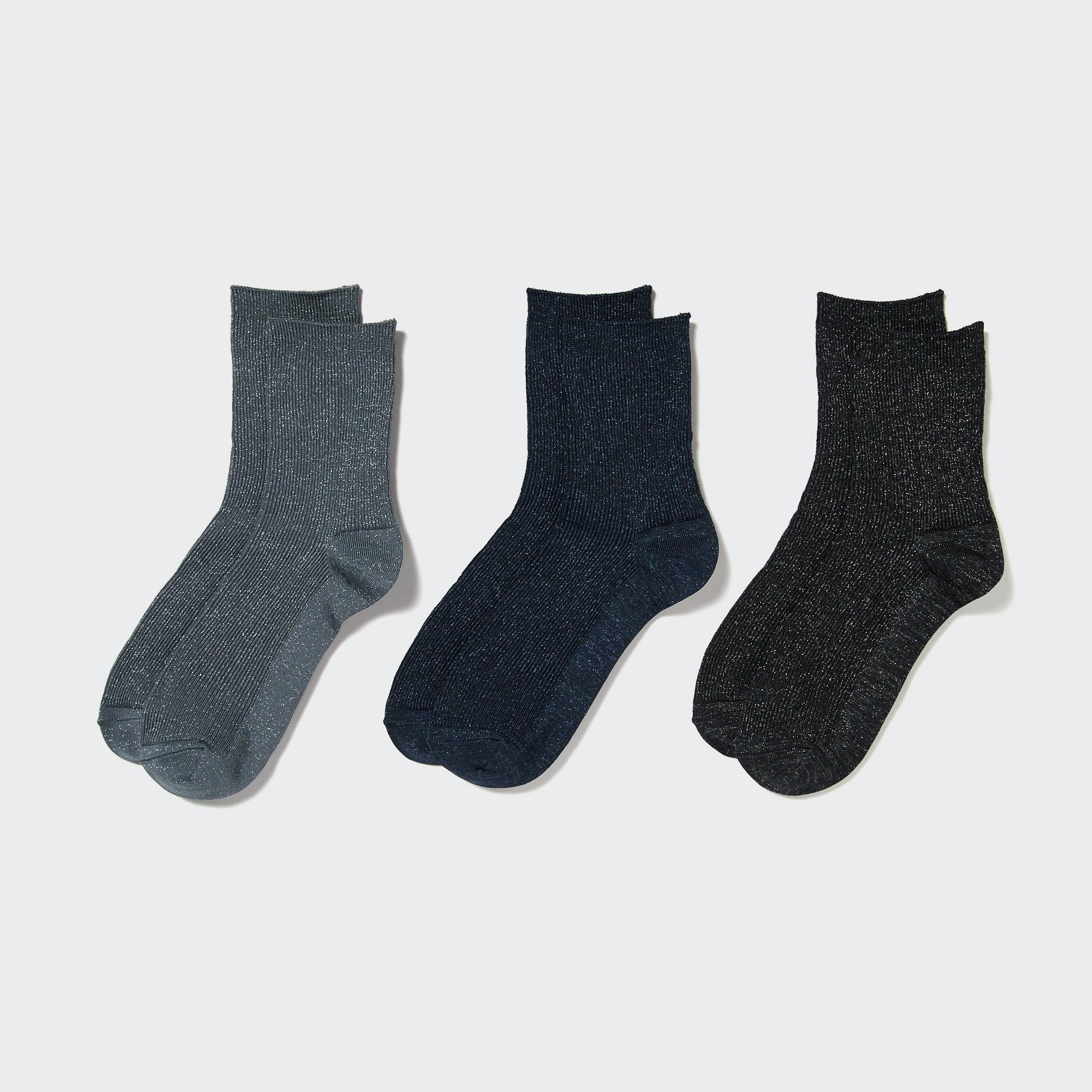 UNIQLO Glitter Socks Three Pairs Mørke | 89QWIJOVH