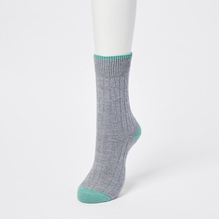 UNIQLO Heattech Cable Knit Thermal Socks Marineblå | 56FNKTGUY