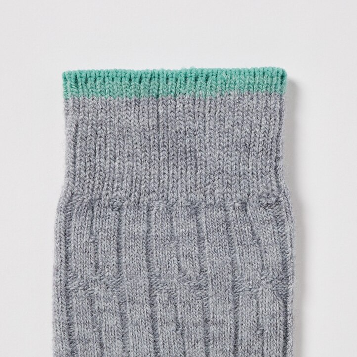 UNIQLO Heattech Cable Knit Thermal Socks Marineblå | 56FNKTGUY