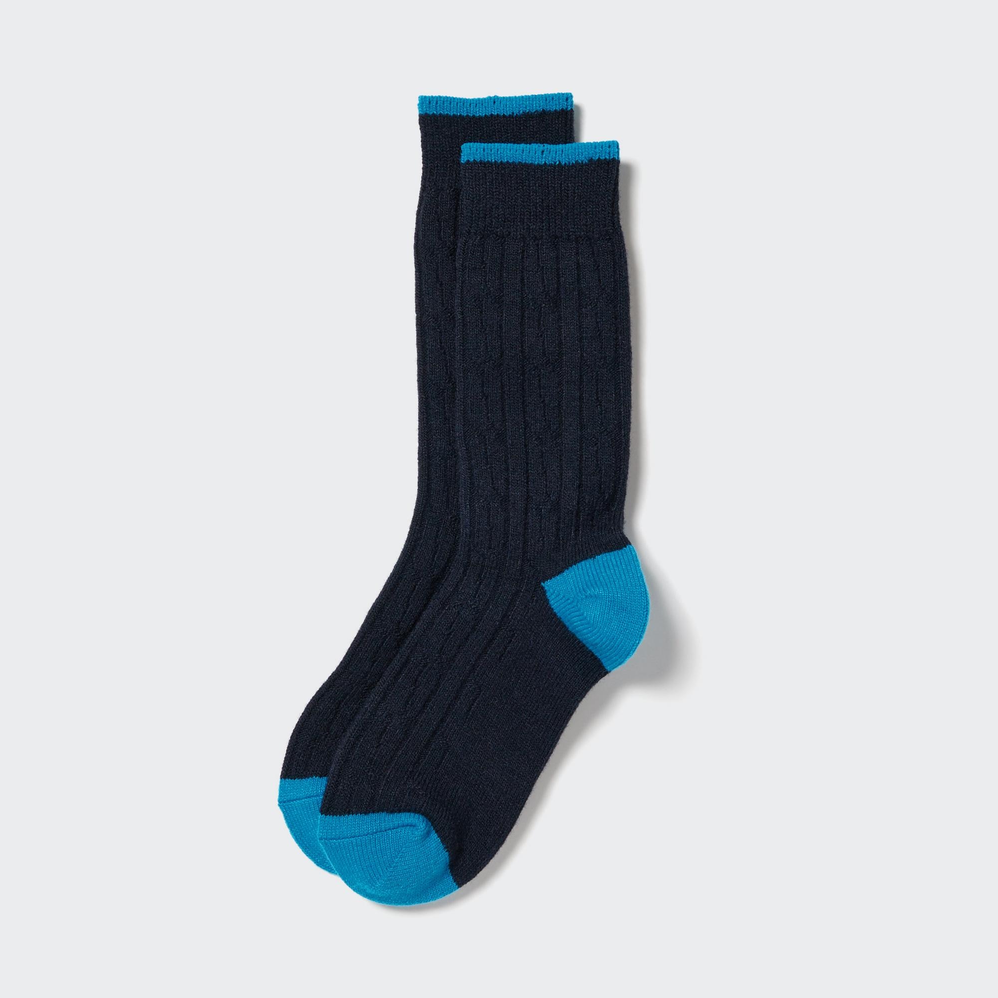 UNIQLO Heattech Cable Knit Thermal Socks Marineblå | 56FNKTGUY