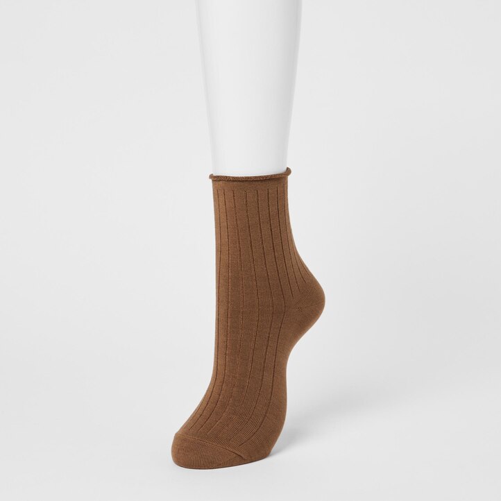 UNIQLO Heattech Crew Top Roll Thermal Socks Svarte | 06MVTAKQW