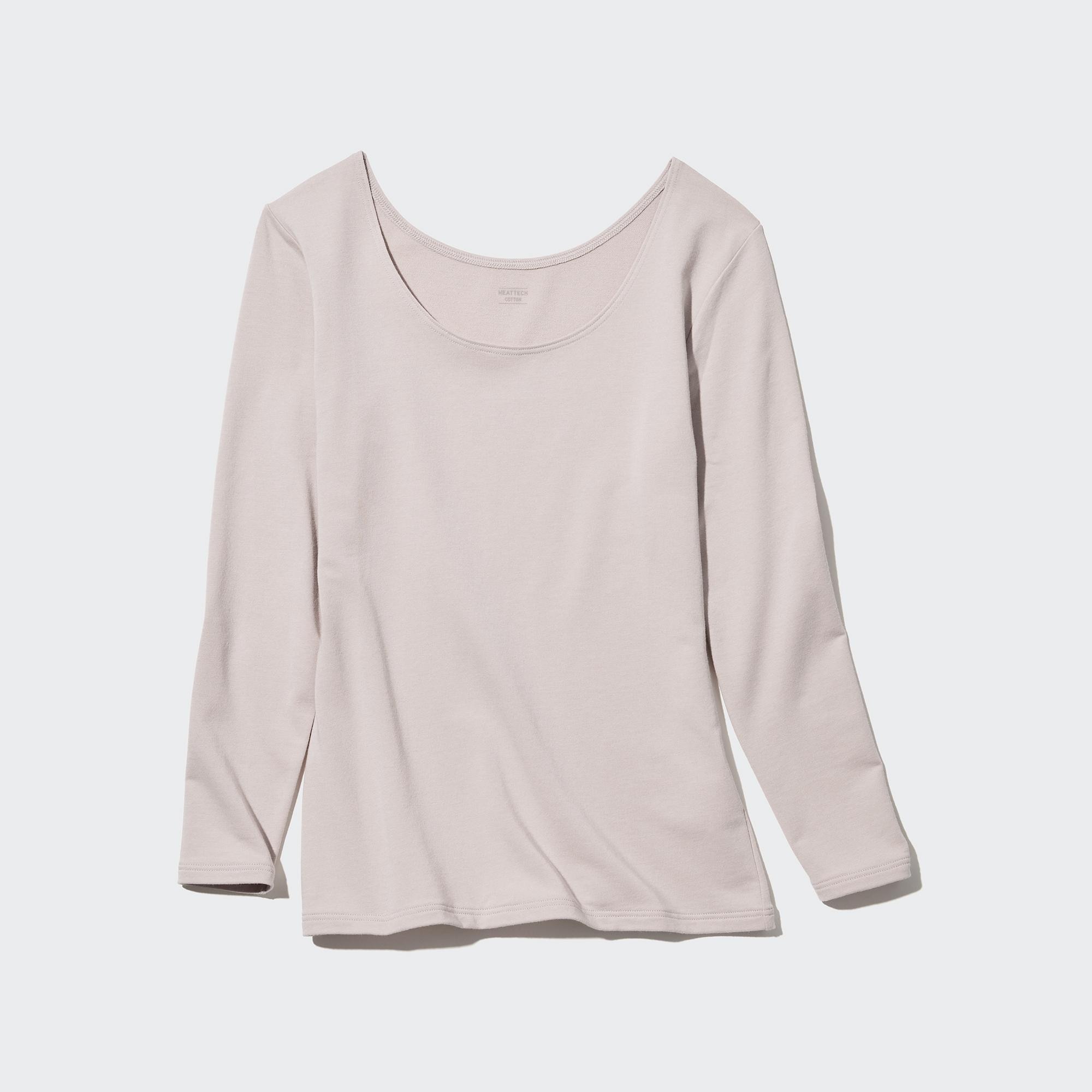 UNIQLO Heattech Extra Warm Cotton Scoop Neck Long Sleeved Thermal Top Lyse | 14YWVMJTF