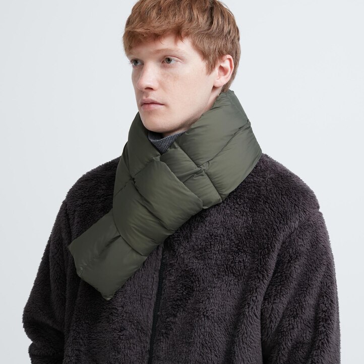 UNIQLO Heattech Lined Padded Scarf Olivengrønne | 15ZGDCHRF