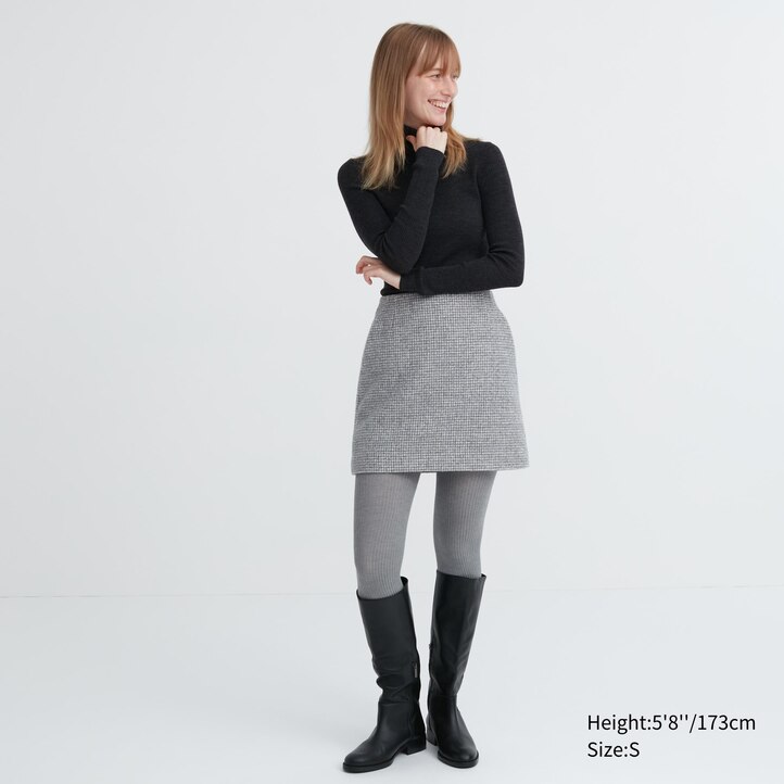 UNIQLO Heattech Ribbed Knitted Thermal Tights Gray | 83ECGFYBS