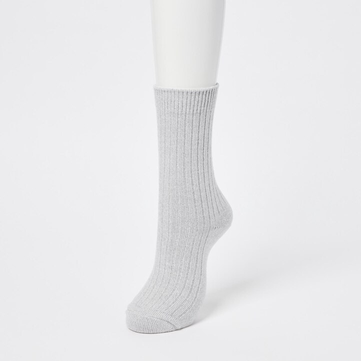 UNIQLO Heattech Ribbed Thermal Socks Gray | 70NGDPWYE