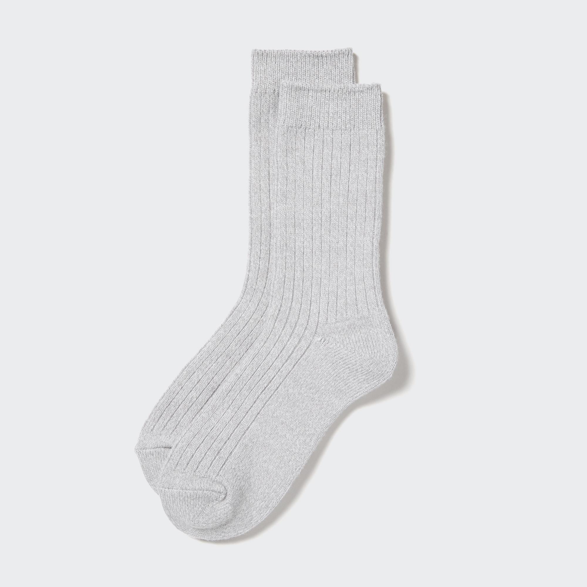 UNIQLO Heattech Ribbed Thermal Socks Gray | 70NGDPWYE