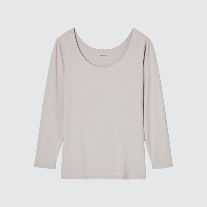 UNIQLO Heattech Scoop Neck Long Sleeved Thermal Top Wine | 91JFOPYQD