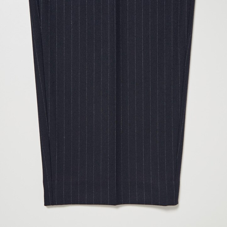 UNIQLO Heattech Striped Pleated Trousers Marineblå | 26BWIYACG