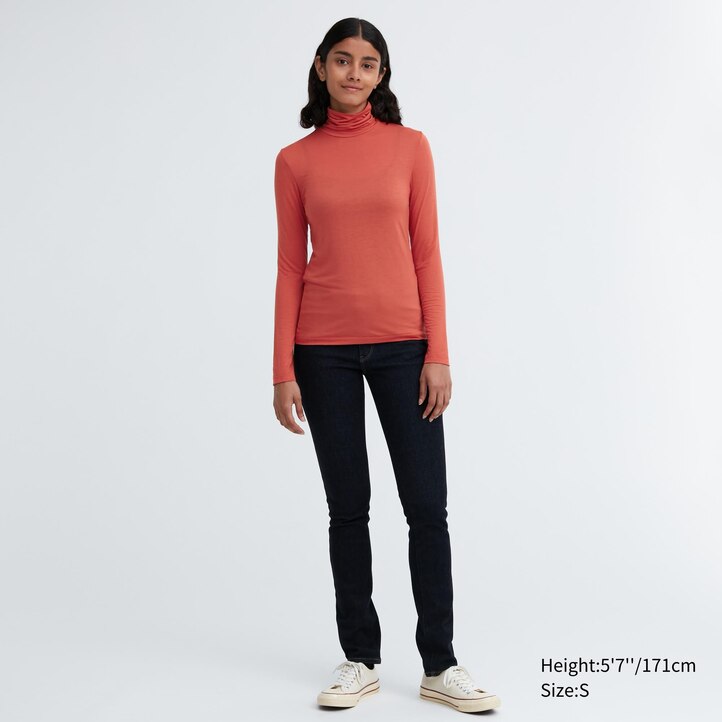 UNIQLO Heattech Ultra Light Turtleneck Long Sleeved Thermal Top Oransje | 21ACPYJEH