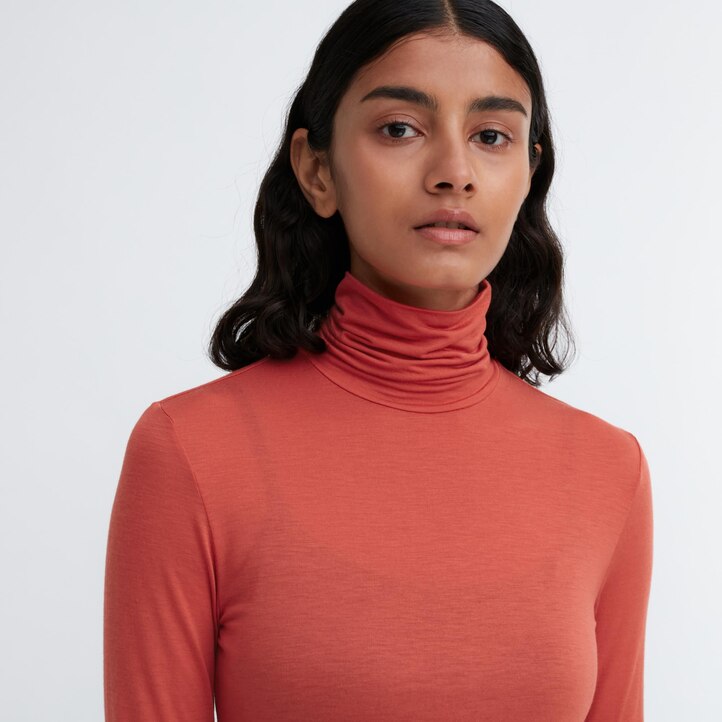 UNIQLO Heattech Ultra Light Turtleneck Long Sleeved Thermal Top Oransje | 21ACPYJEH