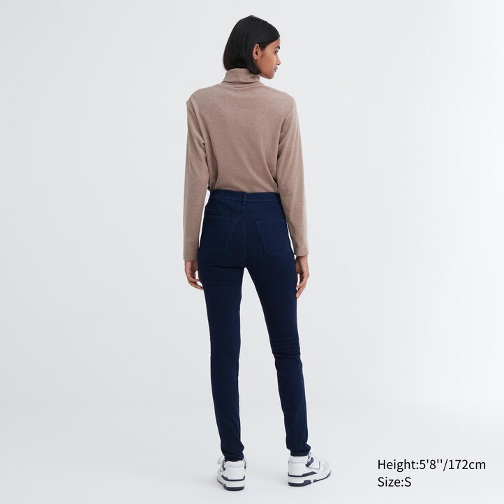 UNIQLO Heattech Ultra Stretch Denim High Rise Leggings Trousers Long Blå | 87JKFBVLU