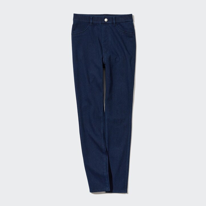 UNIQLO Heattech Ultra Stretch Denim High Rise Leggings Trousers Blå | 79COJRWAQ