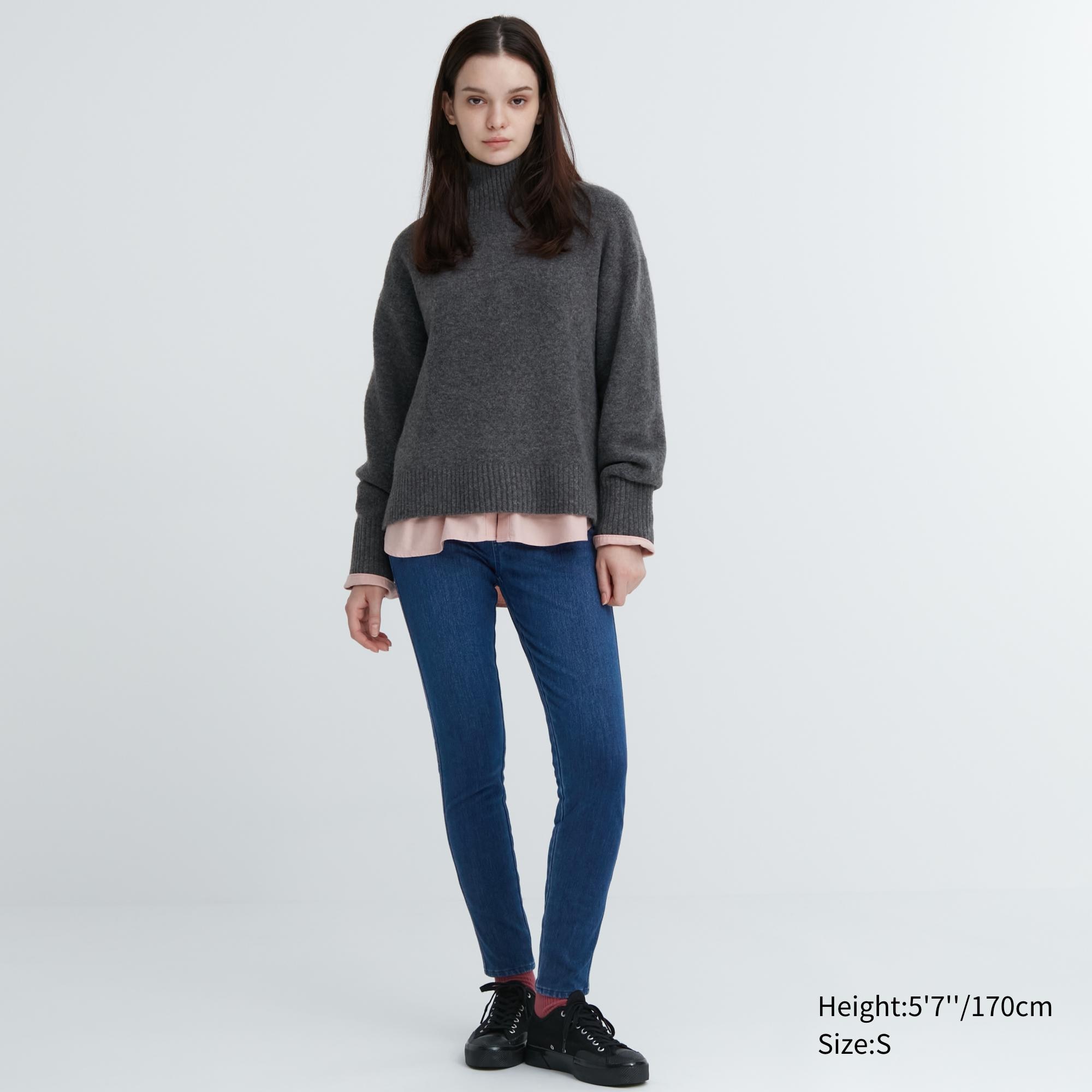 UNIQLO Heattech Ultra Stretch Denim High Rise Leggings Trousers Blå | 79COJRWAQ