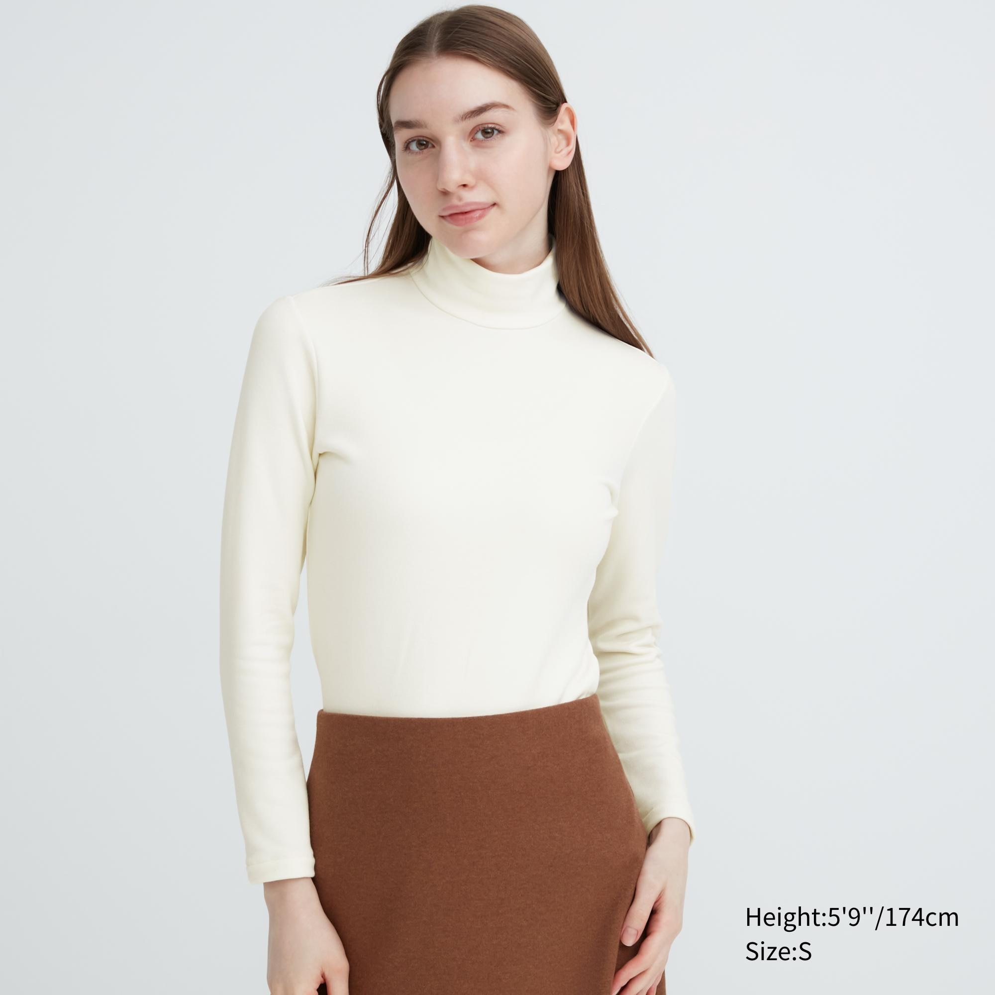 UNIQLO Heattech Ultra Warm High Neck Long Sleeved Thermal Top Hvite | 75ILGCFBE