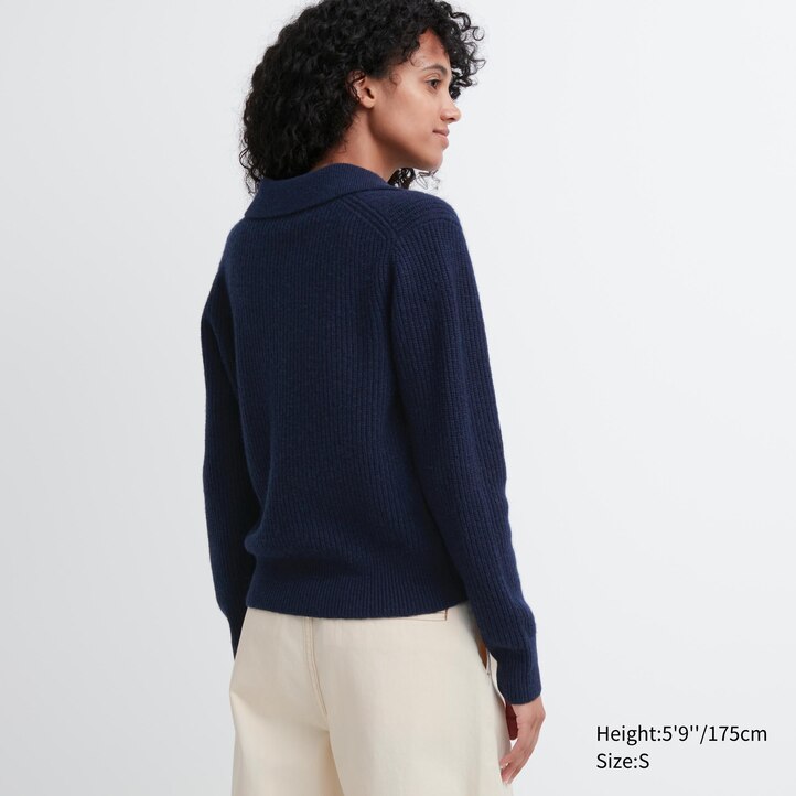 UNIQLO Lambswool Knitted Polo Hvite | 56GXLAPHS