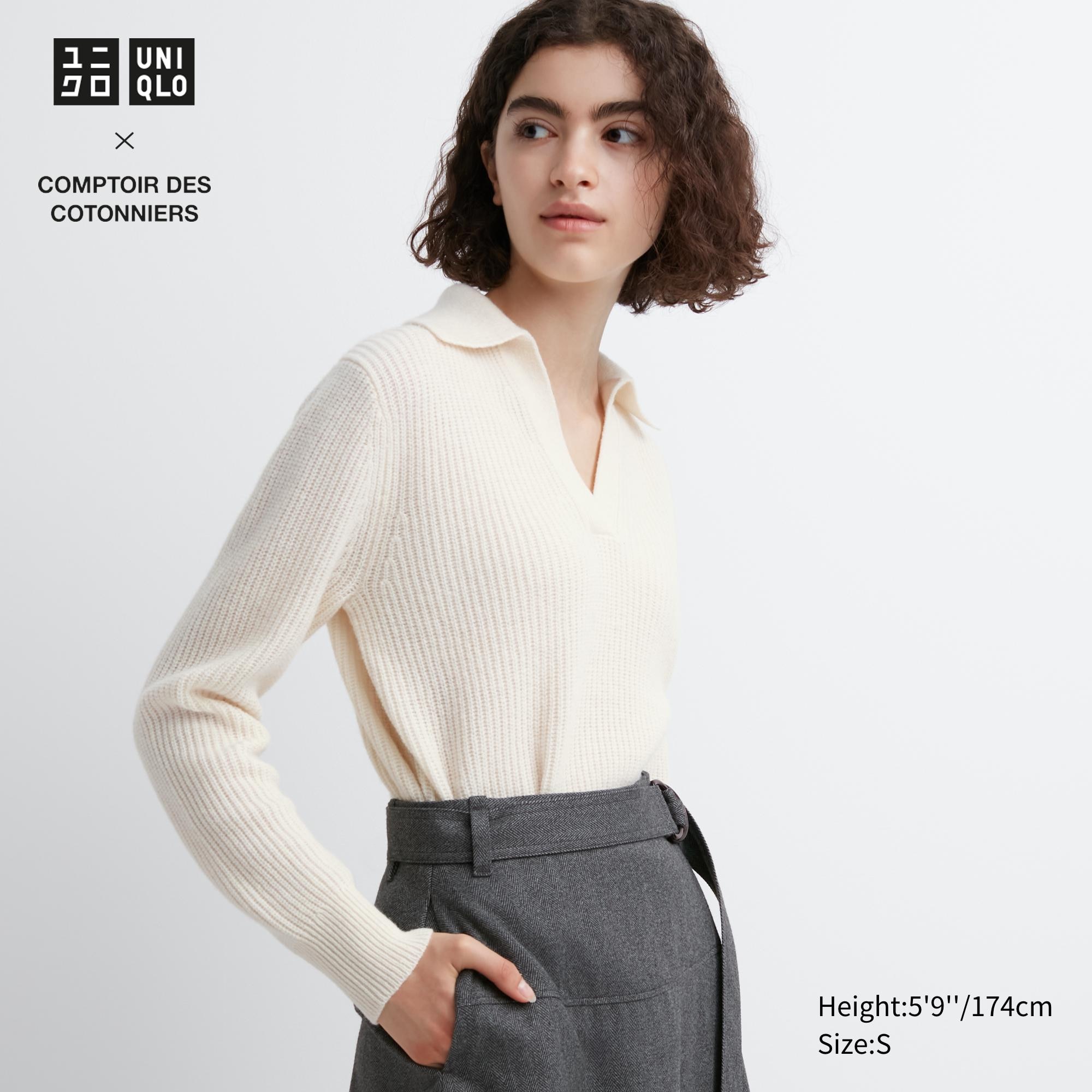 UNIQLO Lambswool Knitted Polo Hvite | 56GXLAPHS